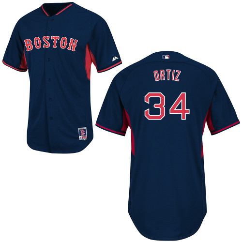 David Ortiz #34 mlb Jersey-Boston Red Sox Women's Authentic 2014 Road Cool Base BP Navy Baseball Jersey